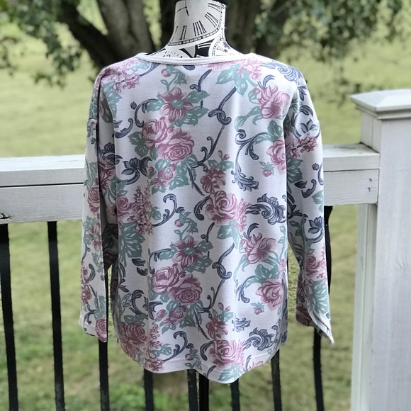 80's Vintage PEBBLE COURT Floral Pullover | L - Picture 4 of 11